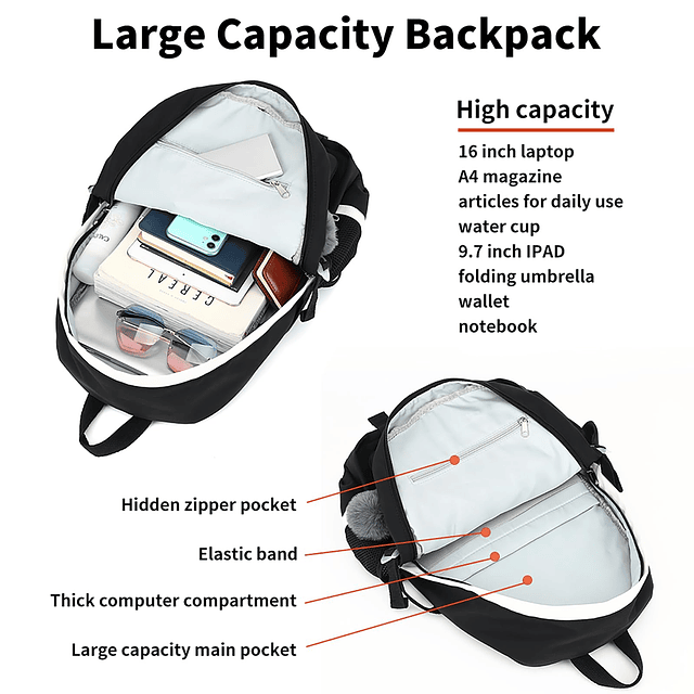 Mochila grande para niña, mochila para adolescentes y niñas,