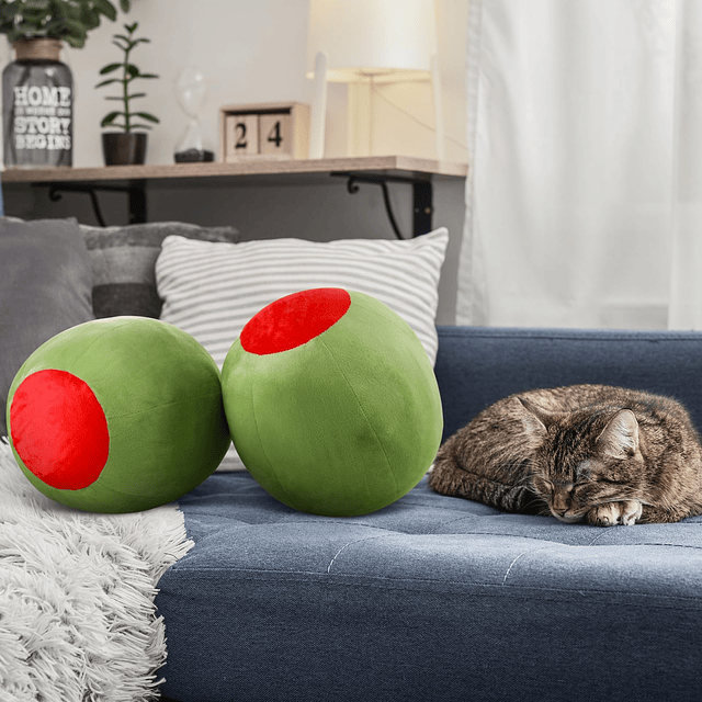 Almohada decorativa de felpa de color oliva, diseño de fruta