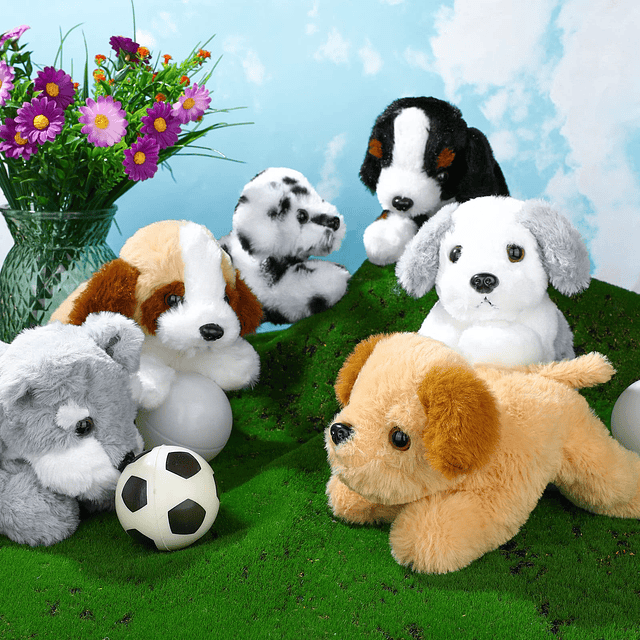 6 piezas de 8 pulgadas de peluche de perro de peluche, cacho