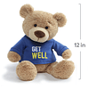 Get Well Camiseta Mensaje Oso de Peluche Peluche, Azul, 12.5