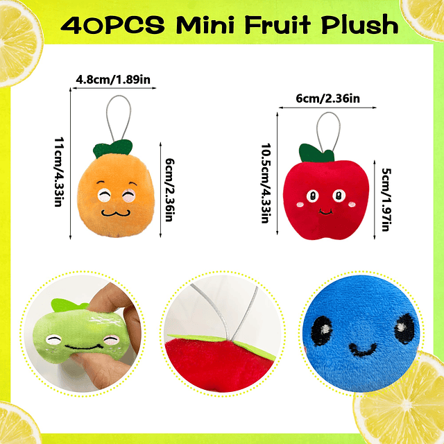 40 Piezas Lindos Mini Juguetes de Peluche de Frutas Frutas R