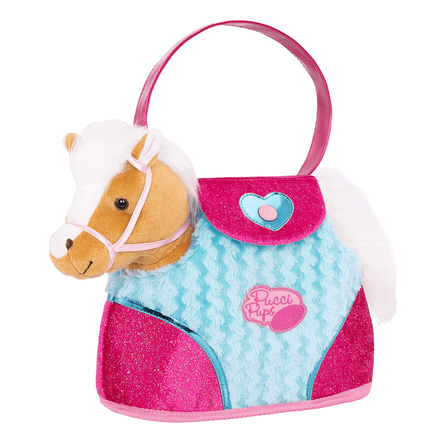 Caballo Beige con Rayas Azules y Bolso Pony Rosa (ST8274Z)