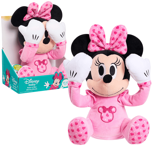 PeekABoo Peluche interactivo con sonidos, Minnie Mouse, rosa