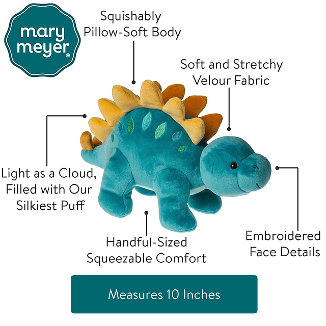 Peluche Smootheez PillowSoft Toy, 10 pulgadas, dinosaurio es