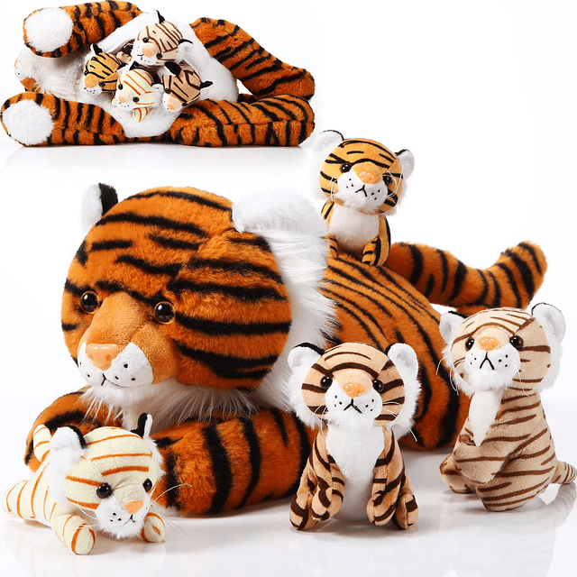 Juego de 5 piezas de juguetes de peluche de tigre de peluche