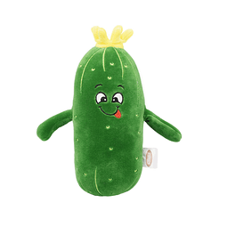 Adorable pepinillo de peluche de pepino con cara sonriente y