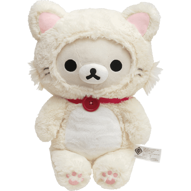 Korilakkuma SanX Original con un disfraz de gato blanco y es