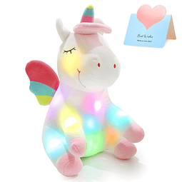 Juguete de peluche suave con diseño de unicornio iluminado d