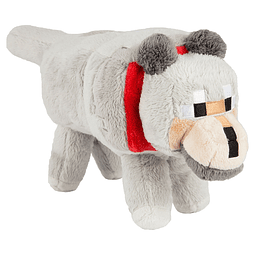 Minecraft Wolf Peluche de Peluche, Gris, 15 pulgadas de Larg