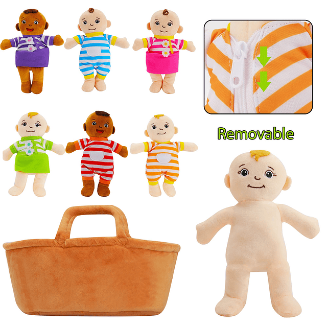 Cesta de muñecos de peluche para bebés, muñecos de peluche d