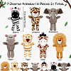 14 Piezas Safari Mini Juguetes de Peluche de Animales de la