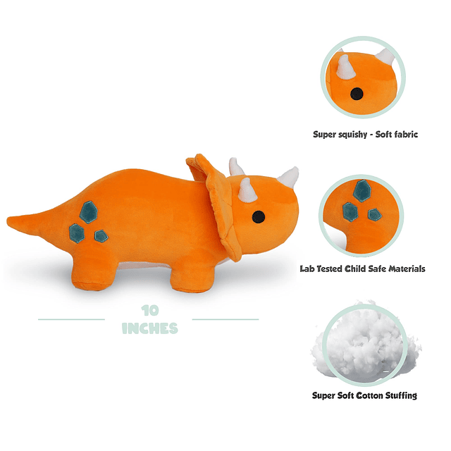 Peluche de dinosaurio naranja Triceratops – Dino de peluche