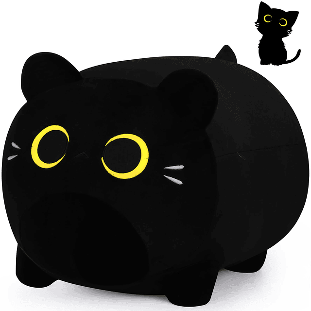 Peluche de gato negro de peluche de 11.8 pulgadas, juguete d