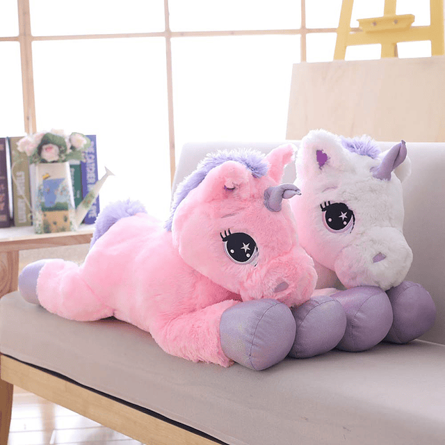 Animal de peluche de unicornio grande, almohada de felpa de