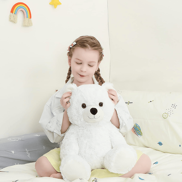 Oso de peluche blanco, lindo oso de peluche de 18 pulgadas p