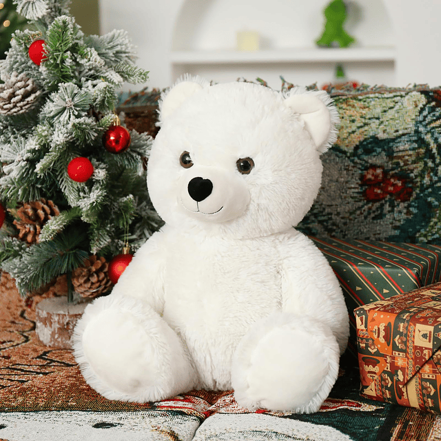 Oso de peluche blanco, lindo oso de peluche de 18 pulgadas p