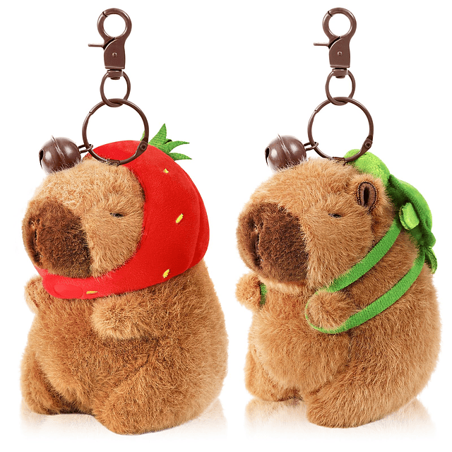 2 piezas Capybara llavero de peluche juguetes Kawaii fresa t