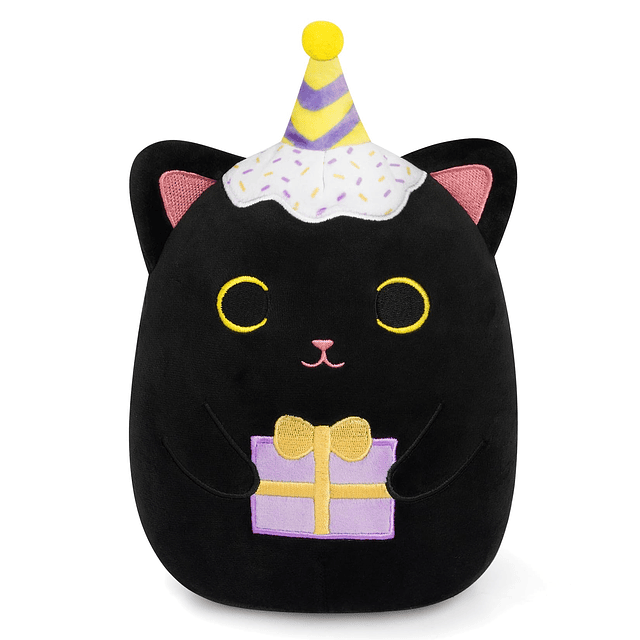 Peluche de gato negro, peluche de gato de cumpleaños de 8 pu