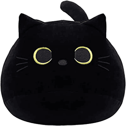 Juguete de peluche de gato negro, almohada de gato negro de