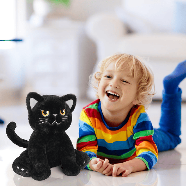 Animales de peluche de gato negro gruñón para microondas, ar