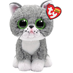 Beanie Boos Fergus El Gato con Grandes Ojos Verdes y Purpuri