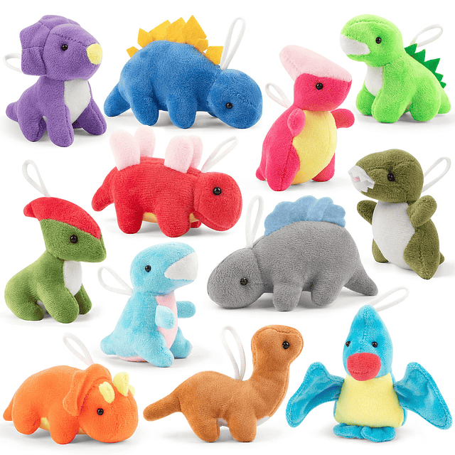 Paquete de 12 juegos de peluche de dinosaurio, mini animales