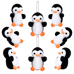 8 piezas de 4 pulgadas pequeño llavero de pingüino de peluch