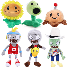 6 PCS Plantas y Zombis Peluche Girasol Zombis Peluches Jugue