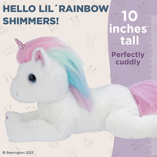 Bearington Lil' Rainbow Shimmers The White Unicorn Plush, an