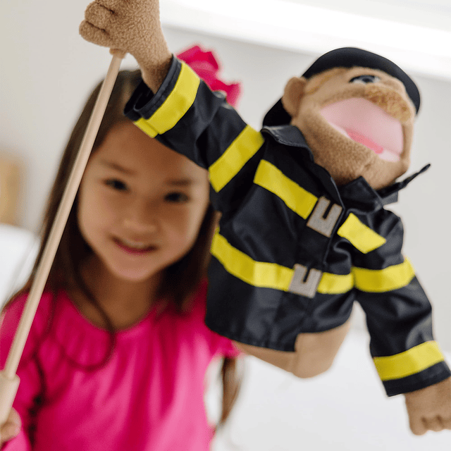 Juego de marionetas de rescate Oficial de policía y bombero