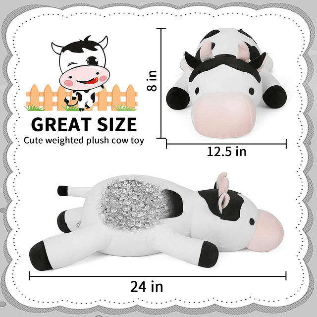 Animales de peluche de vaca con peso, juguete de peluche con