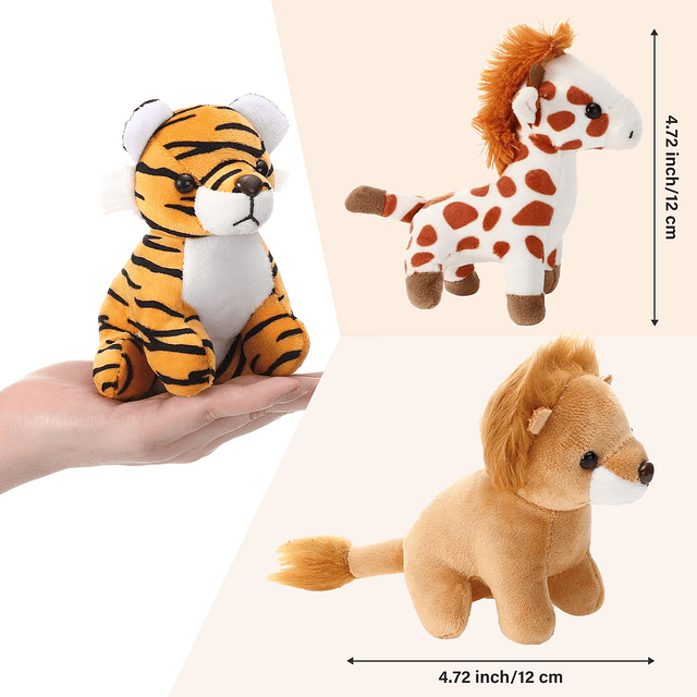 Juego de 7 piezas de animales de safari de peluche de 4,72 p