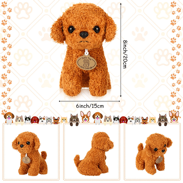 4 piezas lindo perro de peluche de juguete cachorro, 7 pulga