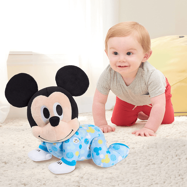 Peluche musical Crawling Pals, Mickey Mouse, peluche interac