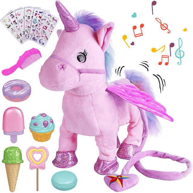 Juguete de unicornio de peluche electrónico con control remo