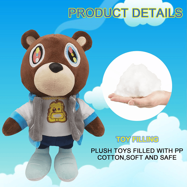 Lindo oso de peluche de juguete, animal de peluche suave de