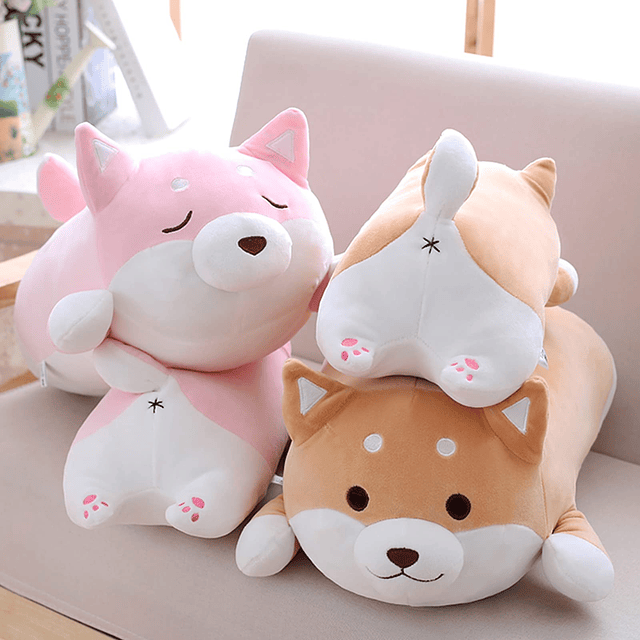 Almohada de peluche para perro Shiba Inu, lindo y suave Corg