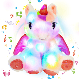 Unicornio de peluche musical LED, adorable juguete de peluch