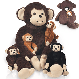 Juego de 5 animales de peluche de mono, monos de peluche par