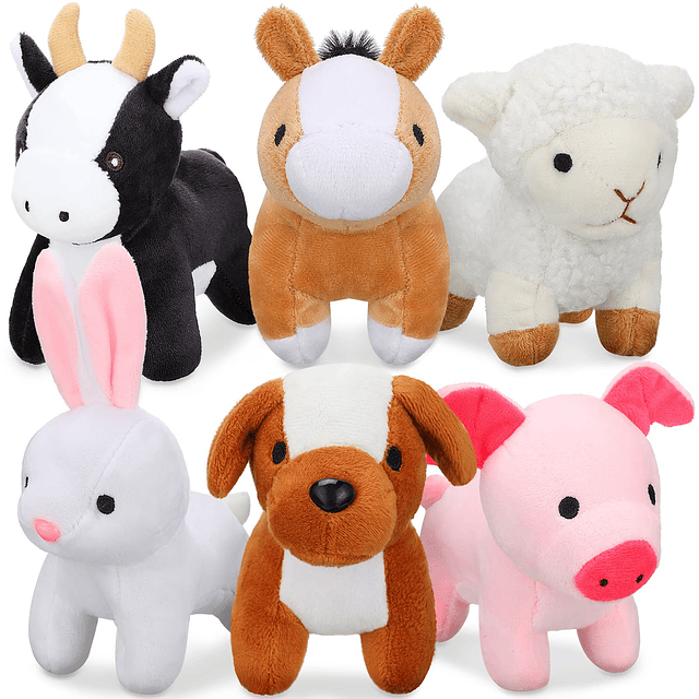 6 Piezas Mini Peluches de Animales de Granja Peludos Peluche