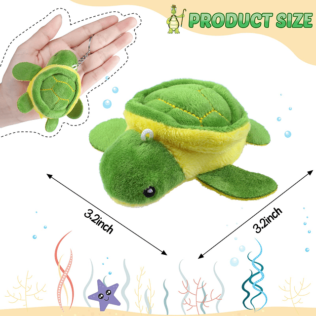 24 piezas de juguete de peluche de tortuga pequeña de 3,2 pu