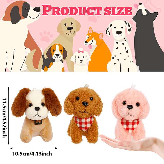 Paquete de 12 animales de peluche para perros, animales de p