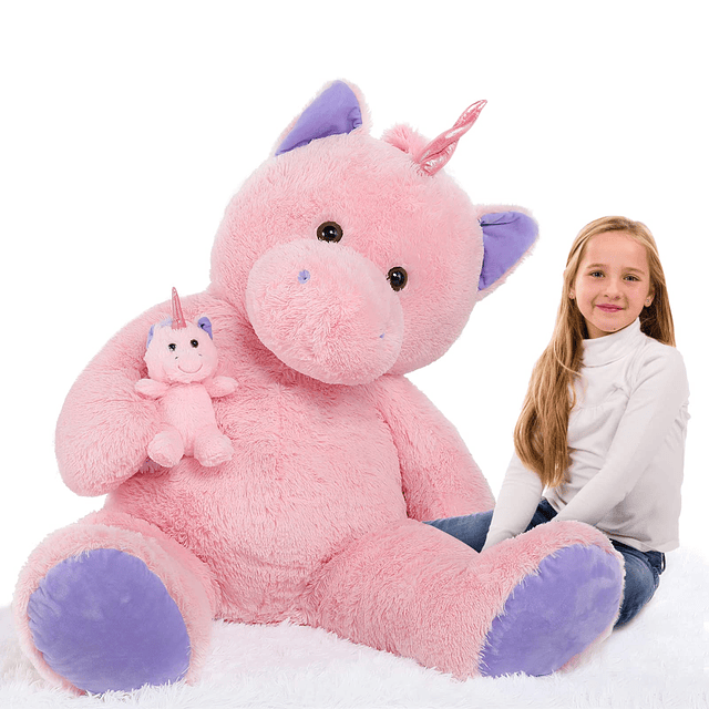 Unicornio de peluche gigante de 4 pies, animal de peluche de