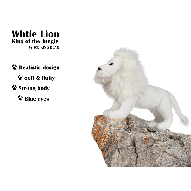 Animal de peluche de león blanco, juguete de peluche realist