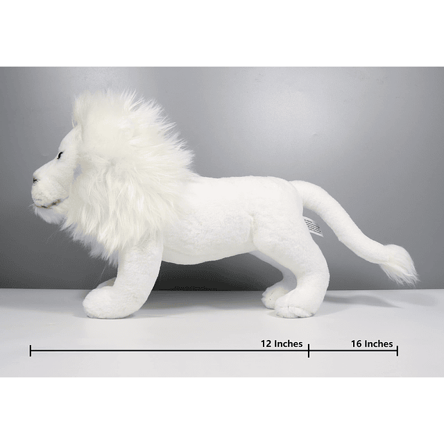 Animal de peluche de león blanco, juguete de peluche realist