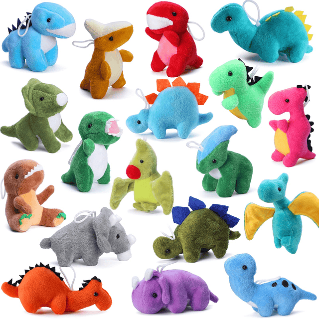 Paquete de 18 juguetes de dinosaurio de peluche a granel, mi