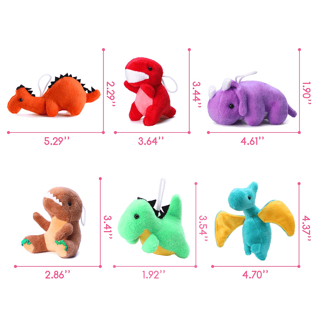 Paquete de 18 juguetes de dinosaurio de peluche a granel, mi