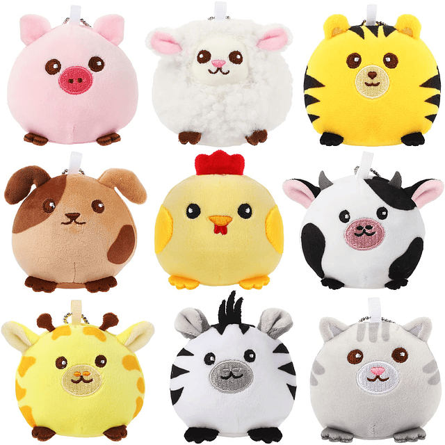 9 piezas de mini animales de peluche a granel de 3,15 pulgad