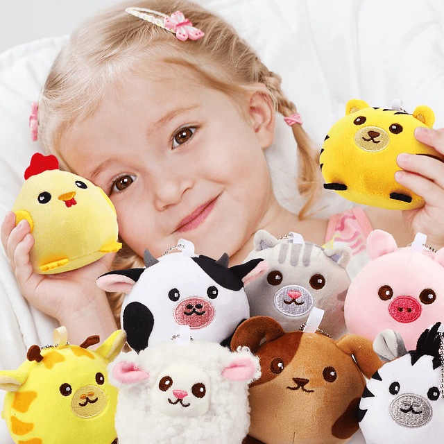 9 piezas de mini animales de peluche a granel de 3,15 pulgad