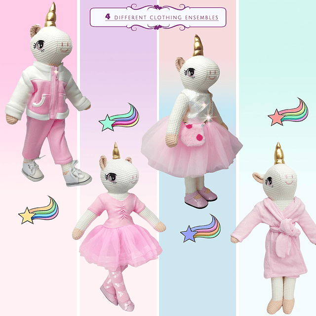 Juego de disfraces de muñeca de bailarina de unicornio, rega